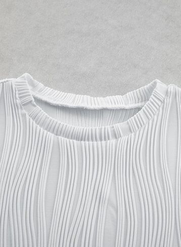 EVALESS Womens Summer Tank Tops Crewneck Sleeveless Wavy Textured Basic Top T Shirts Tee Blouses in Saudi Arabia