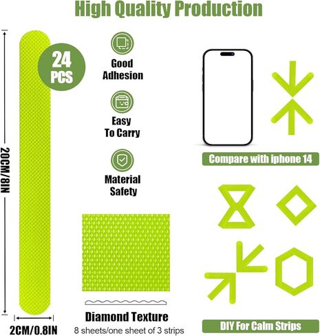 24 قطعة من ملصقات الأشرطة الحسية الهادئة، ملصقات مهدئة ذاتية الصنع ملونة ومضيئة، ملصقات فيدجت لتخفيف المزاج وشرائط هادئة للقلق والملصقات الحسية للبالغين والمراهقين والفصول الدراسية in Kuwait
