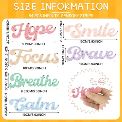 64 Pcs Rainbow Breath Calm Anxiety Sensory Stickers Sensory Strips Breath Calming Breath Fidget Textured Strips Adhesive for Classroom School Desk Calm Down Kit (Cute) in Saudi Arabia