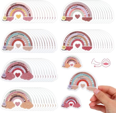 64 Pcs Rainbow Breath Calm Anxiety Sensory Stickers Sensory Strips Breath Calming Breath Fidget Textured Strips Adhesive for Classroom School Desk Calm Down Kit (Cute) in Saudi Arabia