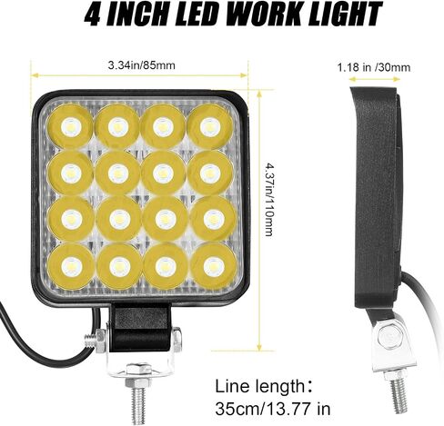 24 قطعة ضوء LED 48 وات 4.3 بوصة ضوء LED مقاوم للماء مربع القيادة ضوء الضباب LED ضوء لشاحنات القوارب جرار ATV دراجة نارية SUV سيارة ضوء in Saudi Arabia