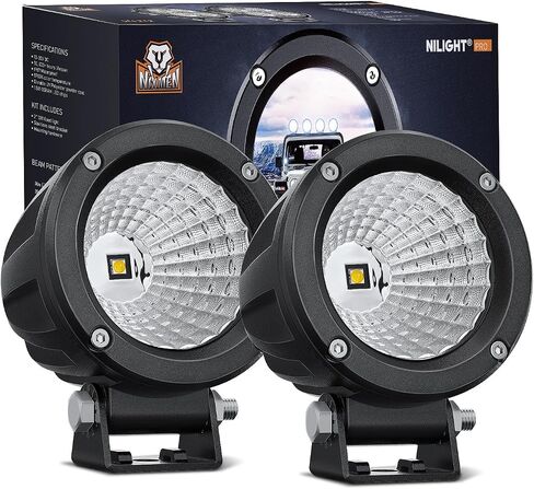 Nilight Led Light Pods 2PCS 3Inch Flood Round Led Offroad Fog Light 1080LM Built-in EMC Driving Lights Auxiliary Light for Motorcycle Motorbike SUV ATV Truck Boat Tractor Forklift, 5 Years Warranty in Saudi Arabia