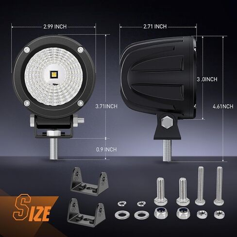 Nilight Led Light Pods 2PCS 3Inch Flood Round Led Offroad Fog Light 1080LM Built-in EMC Driving Lights Auxiliary Light for Motorcycle Motorbike SUV ATV Truck Boat Tractor Forklift, 5 Years Warranty in Saudi Arabia