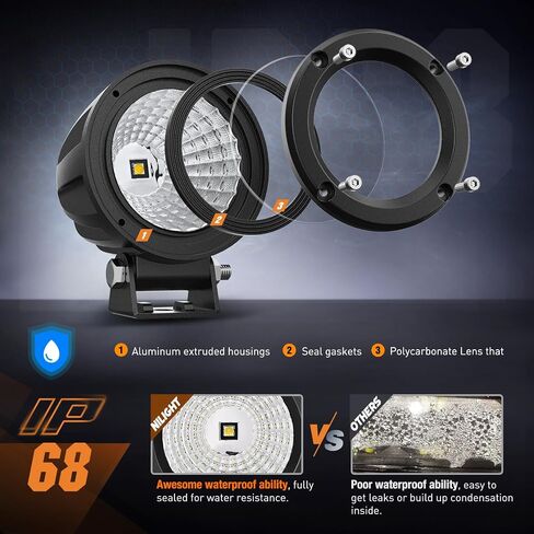 Nilight Led Light Pods 2PCS 3Inch Flood Round Led Offroad Fog Light 1080LM Built-in EMC Driving Lights Auxiliary Light for Motorcycle Motorbike SUV ATV Truck Boat Tractor Forklift, 5 Years Warranty in Saudi Arabia