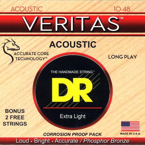 DR Strings VTA-10 Veritas Phosphor برونزية سلسلة جيتار صوتي 10-48 ضوء إضافي in Saudi Arabia