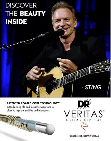 DR Strings VTA-10 Veritas Phosphor برونزية سلسلة جيتار صوتي 10-48 ضوء إضافي in Saudi Arabia