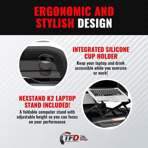TFD ستيبتراي | متوافق مع Peloton Tread Plus فقط، صُنع في الولايات المتحدة الأمريكية | حامل مرفقات مكتب المشي لأجهزة الكمبيوتر المحمول والكمبيوتر اللوحي والهاتف والكتب - محطة عمل للتمرين - ملحقات جهاز المشي بيلوتون (أسود) in Kuwait