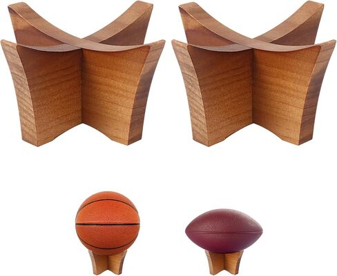 حامل كروي خشبي مكون من قطعتين من Vefungyan: حامل عرض لكرة السلة وكرة القدم وكرة الطائرة وكأس التوقيع التذكاري ورف تخزين in Kuwait