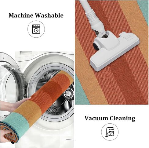 سجادة Lahome Boho Hallway Runner - عداء حمام 2 × 6، عداء منسوج قابل للغسل بألوان قوس قزح لغرفة الغسيل في المدخل، سجاد سجاد قابل للعكس من القطن للممرات وغرفة النوم (2 × 6 أقدام، أزرق) in Saudi Arabia