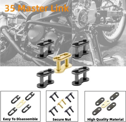 Epromiseparts 35 سلسلة رابط رئيسي 35 رابط رئيسي لسلسلة دوارة - 35 سلسلة رابط رئيسية لـ Go Kart، وصلة رئيسية لسلسلة الدراجة الصغيرة - شديدة التحمل in Kuwait