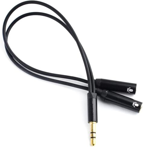 AGD محول ميكروفون مزدوج احترافي لـ 3.5 مم TRS 2 حلقتين 3 دبابيس Lavalier Mini Lav ميكروفونات ذكر إلى 2 أنثى متوافقة مع Rode Wireless Go Zoom Tascam GoPro Mediamod DSLR Canon Nikon Sony in Kuwait