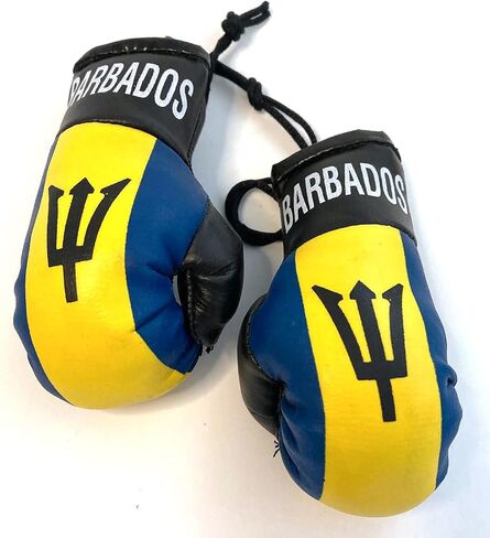 Barbados Flags Boxing Gloves Car & Home Mini Banner Automobile Charm Small Window Sticker Easy to use Sticks to Glass Quick Easy or Hang Ornament Wall Design Indoor Outdoor Decal Hanging in Saudi Arabia