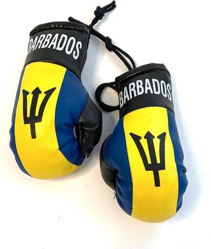 Barbados Flags Boxing Gloves Car & Home Mini Banner Automobile Charm Small Window Sticker Easy to use Sticks to Glass Quick Easy or Hang Ornament Wall Design Indoor Outdoor Decal Hanging in Saudi Arabia