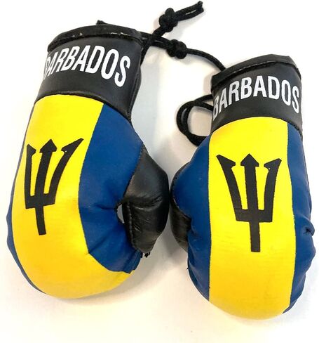 Barbados Flags Boxing Gloves Car & Home Mini Banner Automobile Charm Small Window Sticker Easy to use Sticks to Glass Quick Easy or Hang Ornament Wall Design Indoor Outdoor Decal Hanging in Saudi Arabia