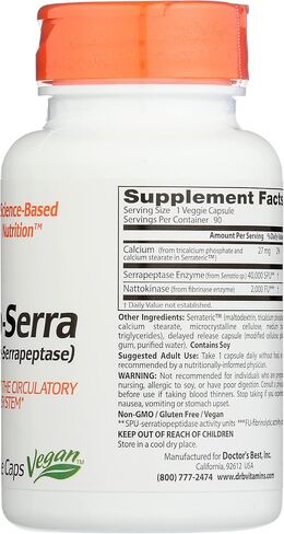 Doctors Best Natto-Serra، غير معدل وراثيًا، نباتي، 90 كبسولة نباتية (عبوة من 1) in Kuwait