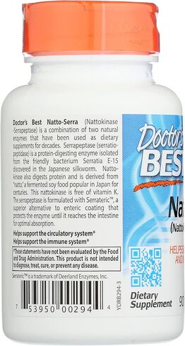 Doctors Best Natto-Serra، غير معدل وراثيًا، نباتي، 90 كبسولة نباتية (عبوة من 1) in Kuwait