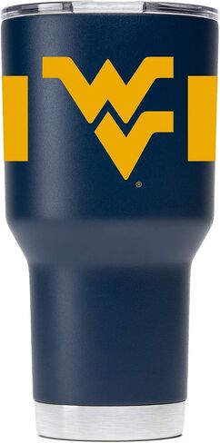 Gametime Sidekicks West Virginia 30oz Navy - مرخص رسميًا، 18/8 من الفولاذ المقاوم للصدأ، جدار مزدوج، معزول بالفراغ، شعارات مطبوعة بالأشعة فوق البنفسجية LED، بدون عرق، يبقى ساخنًا/باردًا - 360 التفاف in Saudi Arabia