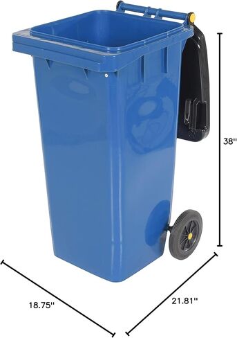 سلة المهملات Vestil TH-32-BLU، بولي إيثيلين، عرض 18-1/2 بوصة، ارتفاع 37-1/2 بوصة، عمق 22 بوصة، سعة 32 جالون، أزرق in Kuwait
