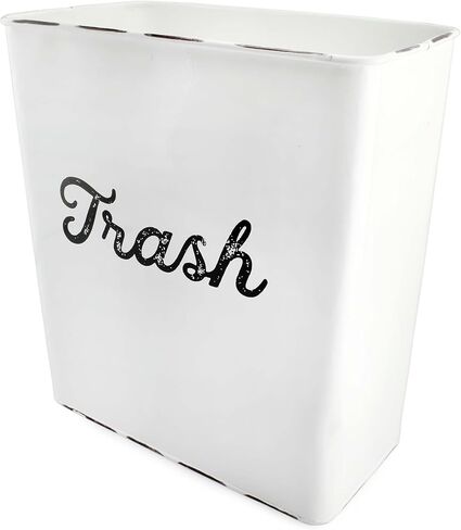 سلة مهملات AuldHome ذات المينا البيضاء، سلة مهملات مزرعة ريفية للحمام، أو غرفة النوم، أو المكتب in Kuwait