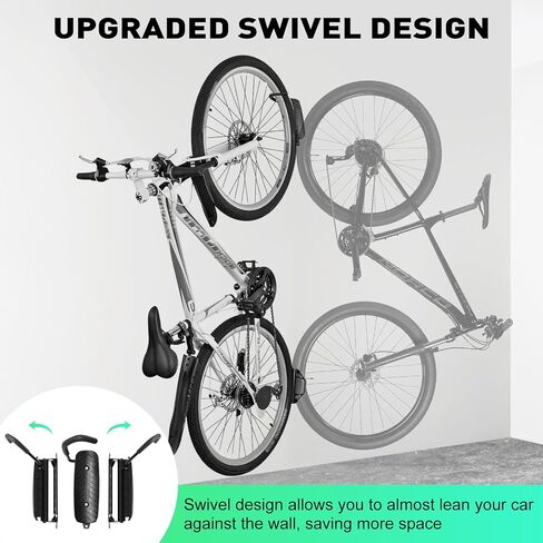 BicycleStore Swivel Bike Wall Mount, Heavy Duty Bike Storage Rack Space Saving Bike Hangers for Garage, Bicycle Rack Cycling Pedal Storage Stand Holder Bike Pedal Hook for Indoor, Garage, Shed in Kuwait