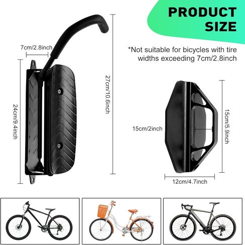 BicycleStore Swivel Bike Wall Mount, Heavy Duty Bike Storage Rack Space Saving Bike Hangers for Garage, Bicycle Rack Cycling Pedal Storage Stand Holder Bike Pedal Hook for Indoor, Garage, Shed in Kuwait