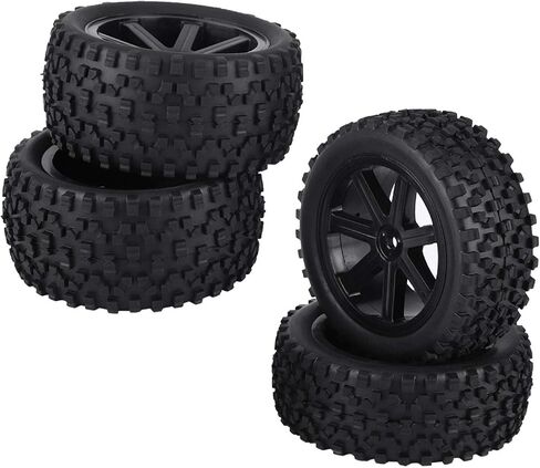 RiToEasysports 4pcs RC Tires,RC Truck Wheel Rubber Tire High Resilience Hex Adapter 12mm Compatible with VRX/LRP ZD Racing Crawler Car (Black) Car Model Accessory in Saudi Arabia