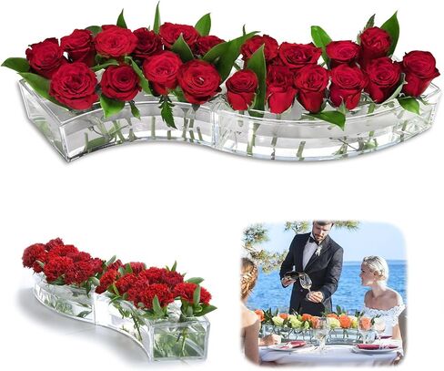Clear Vase for Flowers, 2PCS Transparent Acrylic Centerpieces Flower Vase for Home Décor, Simple Stylish Fan Shaped Floral Vase, Decorative Modern Vases for Home Party Restaurant Dining Table in Saudi Arabia