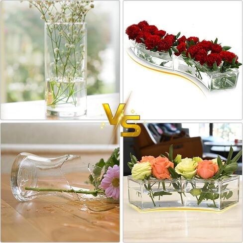 Clear Vase for Flowers, 2PCS Transparent Acrylic Centerpieces Flower Vase for Home Décor, Simple Stylish Fan Shaped Floral Vase, Decorative Modern Vases for Home Party Restaurant Dining Table in Saudi Arabia