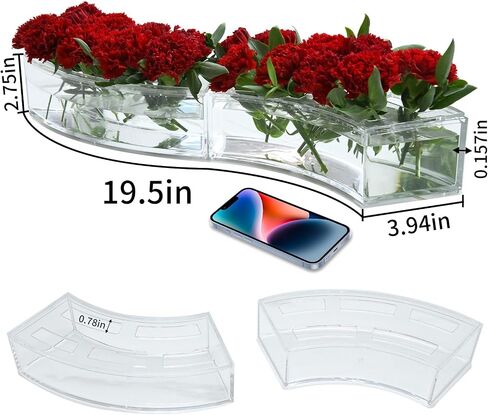 Clear Vase for Flowers, 2PCS Transparent Acrylic Centerpieces Flower Vase for Home Décor, Simple Stylish Fan Shaped Floral Vase, Decorative Modern Vases for Home Party Restaurant Dining Table in Saudi Arabia