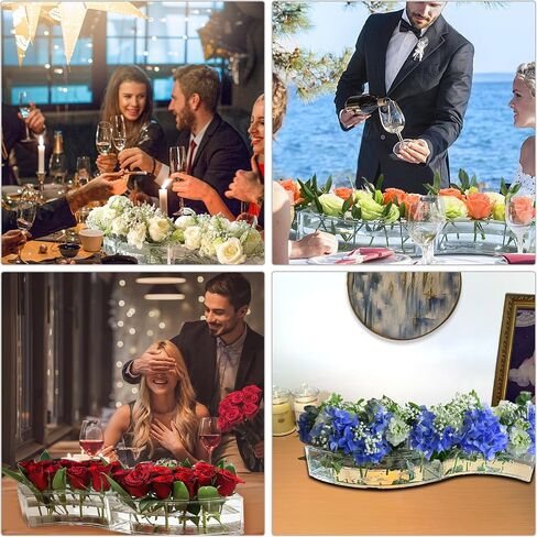 Clear Vase for Flowers, 2PCS Transparent Acrylic Centerpieces Flower Vase for Home Décor, Simple Stylish Fan Shaped Floral Vase, Decorative Modern Vases for Home Party Restaurant Dining Table in Saudi Arabia