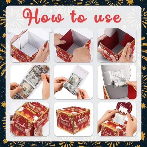 ALIBBON Graduation Money Box for Cash Gift Pull, Money Gift Boxes for Cash, Money Holder for Cash Gift, Money Pull Box for Cash Gift, Money Gift Holder Money Black Gift Box Graduation Gift Box in Saudi Arabia