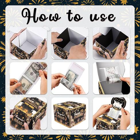 ALIBBON Graduation Money Box for Cash Gift Pull, Money Gift Boxes for Cash, Money Holder for Cash Gift, Money Pull Box for Cash Gift, Money Gift Holder Money Black Gift Box Graduation Gift Box in Saudi Arabia