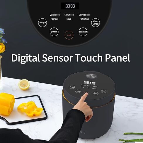 جهاز طبخ الأرز منخفض الكربوهيدرات: جهاز طبخ الأرز غير المطبوخ سعة 2 لتر، متعدد الوظائف، جهاز طبخ الأرز الصغير القابل للبرمجة رقميًا، 24 ساعة معدة مسبقًا، يحافظ على الدفء، صحي، بطانة غير لاصقة، فصل حساء الأرز in Kuwait