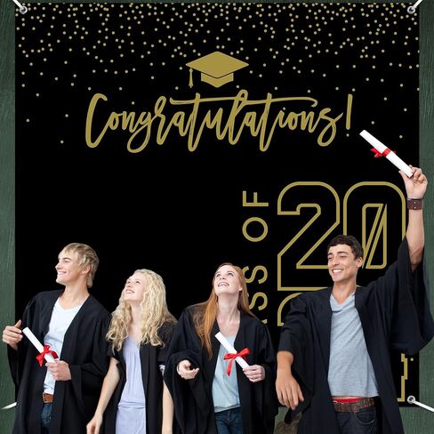 فئة من 2024 خلفية التخرج الذهب الأسود تهنئة التخرج حفلة صورة الخلفية، 6 * 6ft كبير كشك الدعائم تهنئة راية لعام 2024 لوازم زينة حفلة التخرج (أحمر أسود) in Kuwait