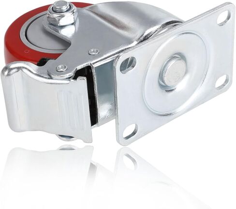 عجلات COOCHEER، عجلات شديدة التحمل مقاس 3 بوصات، تحميل 2000 رطل، عجلات تحمل قابلة للقفل مع فرامل، عجلات دوارة بلوحة علوية 360 درجة للأثاث ومنضدة العمل، مجموعة عجلات من 4، أحمر (مسامير مجانية) in Kuwait