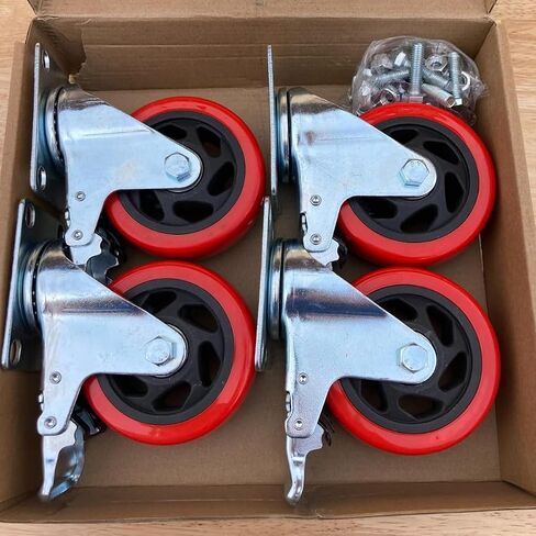 Mofeetools 3 inch Heavy Duty Casters Load 1200lbs, Lockable Bearing Plate Caster Wheels with Brakes, 360-degree Swivel Casters for Furniture and Workbench Cart, Set of 4(Free Bolts and Nuts) in Saudi Arabia