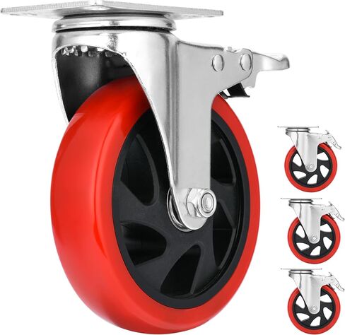 Mofeetools 3 inch Heavy Duty Casters Load 1200lbs, Lockable Bearing Plate Caster Wheels with Brakes, 360-degree Swivel Casters for Furniture and Workbench Cart, Set of 4(Free Bolts and Nuts) in Saudi Arabia