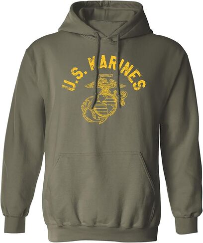 Zerogravitee US Marines Vintage Arch Gold Ink سويت شيرت بقلنسوة للبالغين in Saudi Arabia