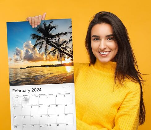 2024 Tropical Paradise Beaches Hangable Wall Calendar Monthly - Beautiful Scenic Nature Travel Ocean Beach Photography Photo Gift Organizing Planning in Saudi Arabia