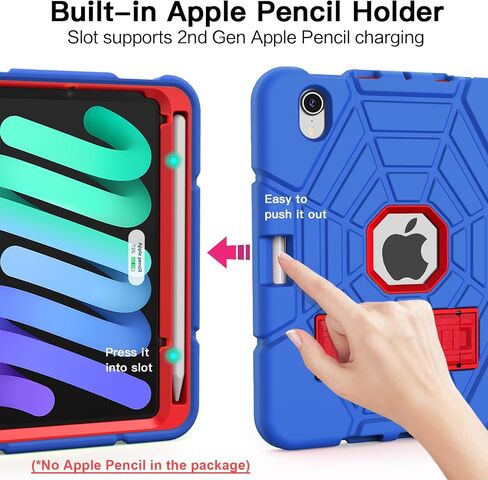 Grifobes Case for iPad mini 7th 2024 (A17 Pro) / Mini 6th Generation 2021 8.3", Heavy Duty Shockproof Cover with Pencil Holder Stand, for i Pad Mini 7/6 Gen 8.3 inch Case (Red+Blue) in Saudi Arabia