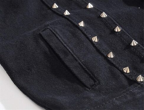 Mens Denim Vest Punk Rock Style Rivet Black Jeans Waistcoat Raw Edge Jacket in Saudi Arabia