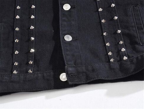 Mens Denim Vest Punk Rock Style Rivet Black Jeans Waistcoat Raw Edge Jacket in Saudi Arabia