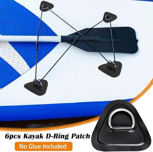 Yiishuiil D-Ring Patch، 6 حزمة من الفولاذ المقاوم للصدأ D Ring رقعة دائرية لقارب الكاياك القابل للنفخ PVC، D-Ring PVC Patch Stand-Up Paddleboard SUP Canoe Raft Accessories in Kuwait