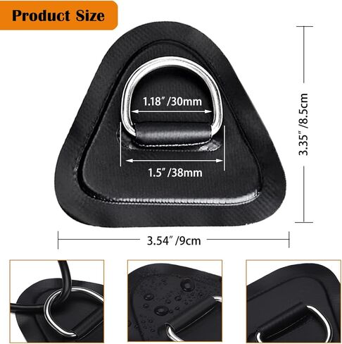 Yiishuiil D-Ring Patch، 6 حزمة من الفولاذ المقاوم للصدأ D Ring رقعة دائرية لقارب الكاياك القابل للنفخ PVC، D-Ring PVC Patch Stand-Up Paddleboard SUP Canoe Raft Accessories in Kuwait