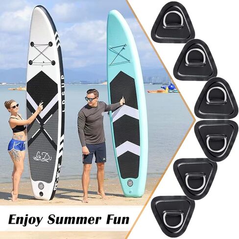 Yiishuiil D-Ring Patch، 6 حزمة من الفولاذ المقاوم للصدأ D Ring رقعة دائرية لقارب الكاياك القابل للنفخ PVC، D-Ring PVC Patch Stand-Up Paddleboard SUP Canoe Raft Accessories in Kuwait