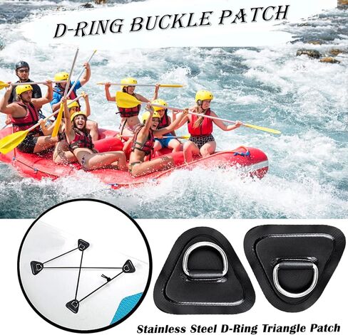 Yiishuiil D-Ring Patch، 6 حزمة من الفولاذ المقاوم للصدأ D Ring رقعة دائرية لقارب الكاياك القابل للنفخ PVC، D-Ring PVC Patch Stand-Up Paddleboard SUP Canoe Raft Accessories in Kuwait
