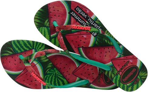 شبشب نسائي صيفي نحيف من Havaianas، صنادل بطباعة البطيخ، أخضر استوائي، 9/10 عرض، 7/8 شهرًا in Saudi Arabia