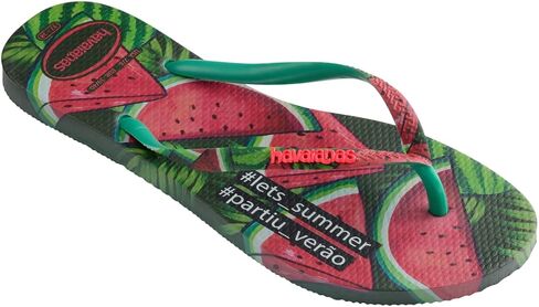 شبشب نسائي صيفي نحيف من Havaianas، صنادل بطباعة البطيخ، أخضر استوائي، 9/10 عرض، 7/8 شهرًا in Saudi Arabia
