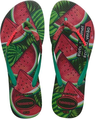 شبشب نسائي صيفي نحيف من Havaianas، صنادل بطباعة البطيخ، أخضر استوائي، 9/10 عرض، 7/8 شهرًا in Saudi Arabia