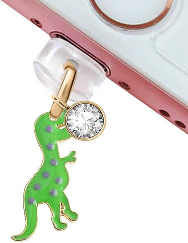 EIISE & FONDA CP65 USB Charging Port Anti Dust Plug Green Dinosaur Pendant Phone Charm for iPhone 11/ XS MAX/XR/X/8 Plus/7/6S/6/SE iPad iPod in Kuwait
